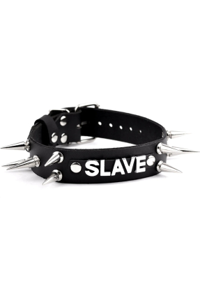 Goth Punk Çivili Yazılı Tasma