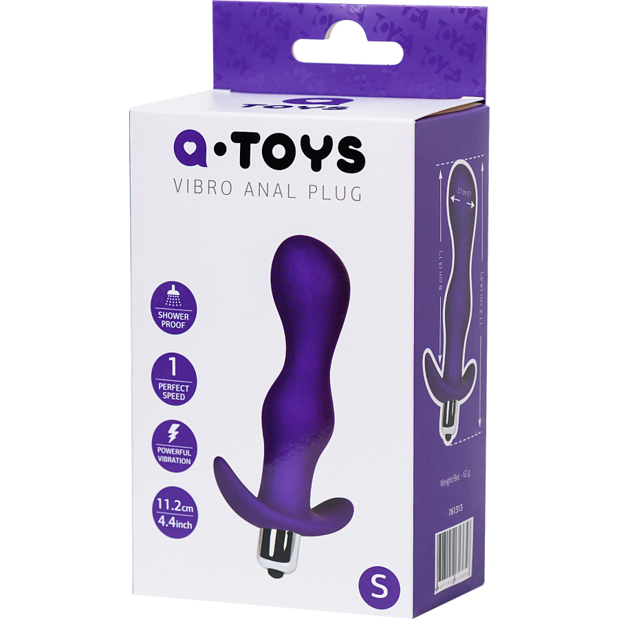 A-Toys by TOYFA Vibro Anal Plug, boyut S, silikon, mor, 11,2 cm