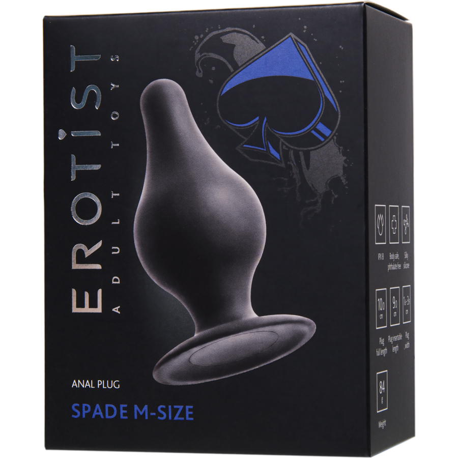 Erotist Spade Anal Plug, M , Silekspan, siyah, 10 cm