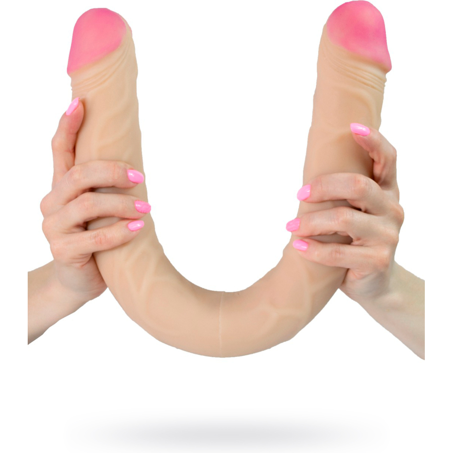 Lovetoy Neoskin Realistik Çift Taraflı Dildo, çap 51 mm, toplam uzunluk 555 mm