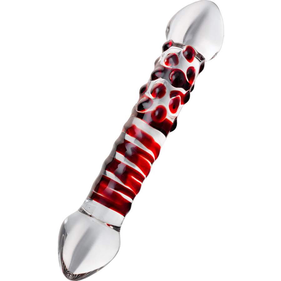 Sexus Glass Çift Taraflı Cam Dildo , Şeffaf, 21 cm