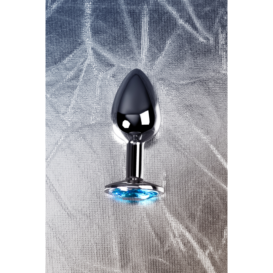 Metal by TOYFA Anal Plug, Metal, gümüş, mavi kristalli, 7 cm, Ø 2,8 cm, 50 g