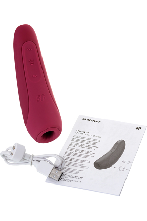 Satisfyer Curvy 1 Connect App Vakum Dalgası Klitoris Vibratörü, silikon, kırmızı, 14,3 cm