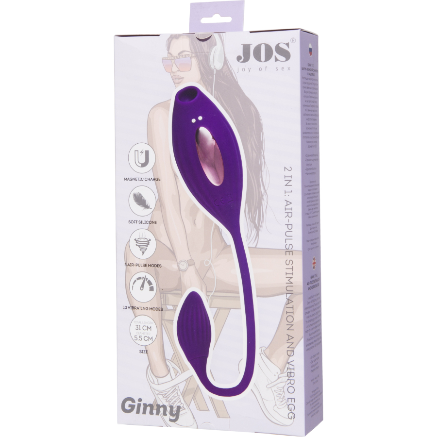 JOS Ginny Vakum Klitoral Vibrator, Silikon, Mor, 31 cm