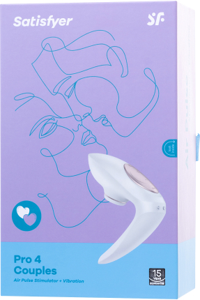 Satisfyer Pro 4 Couples Çiftler İçin Vakum Dalgalı Vibratör, silikon, beyaz, 19,5 cm