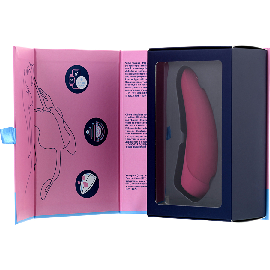 Satisfyer Curvy 1 Connect App Vakum Dalgası Klitoris Vibratörü, silikon, kırmızı, 14,3 cm