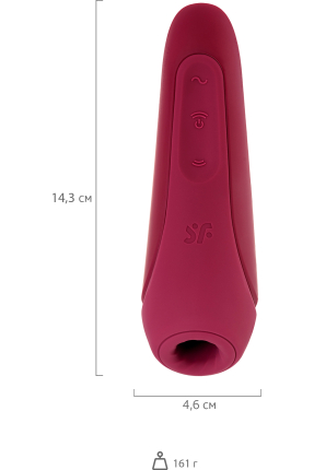 Satisfyer Curvy 1 Connect App Vakum Dalgası Klitoris Vibratörü, silikon, kırmızı, 14,3 cm