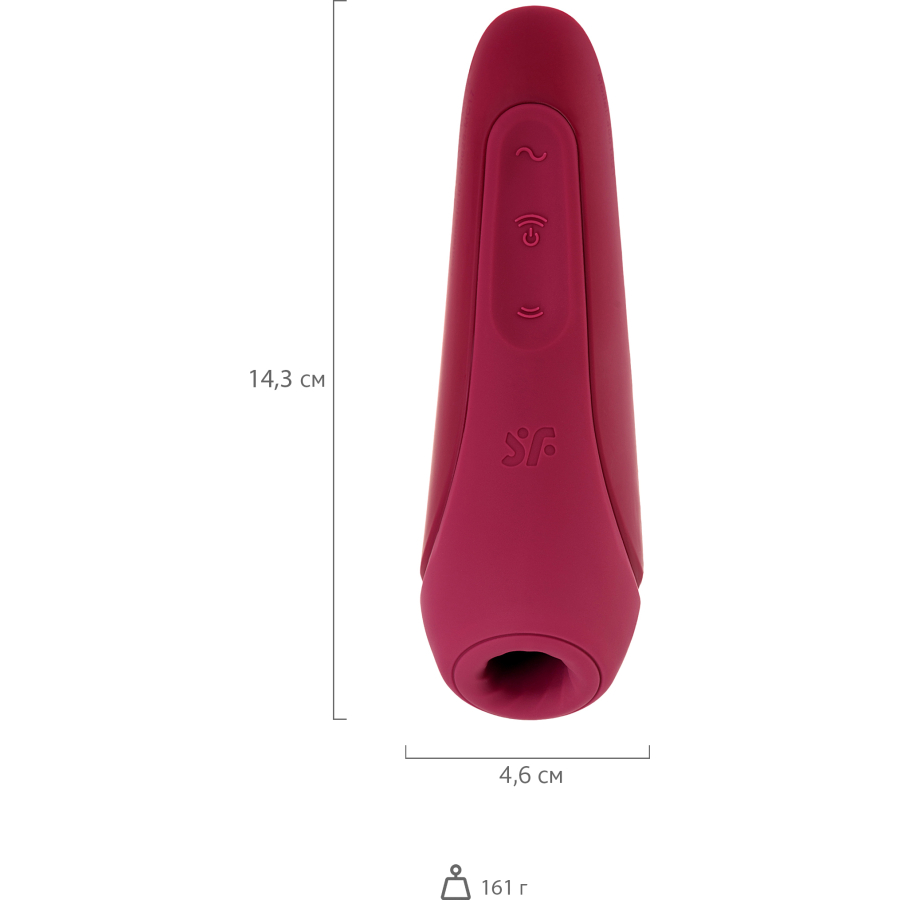 Satisfyer Curvy 1 Connect App Vakum Dalgası Klitoris Vibratörü, silikon, kırmızı, 14,3 cm