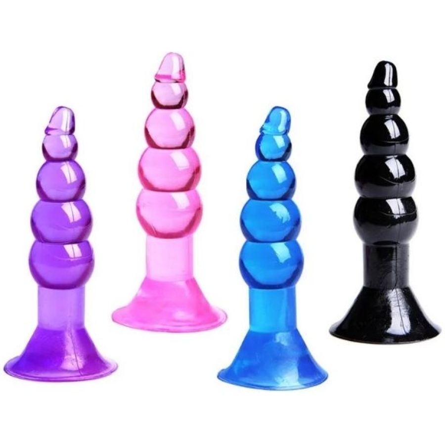Boğumlu anal plug karışık renklerde 11 cm