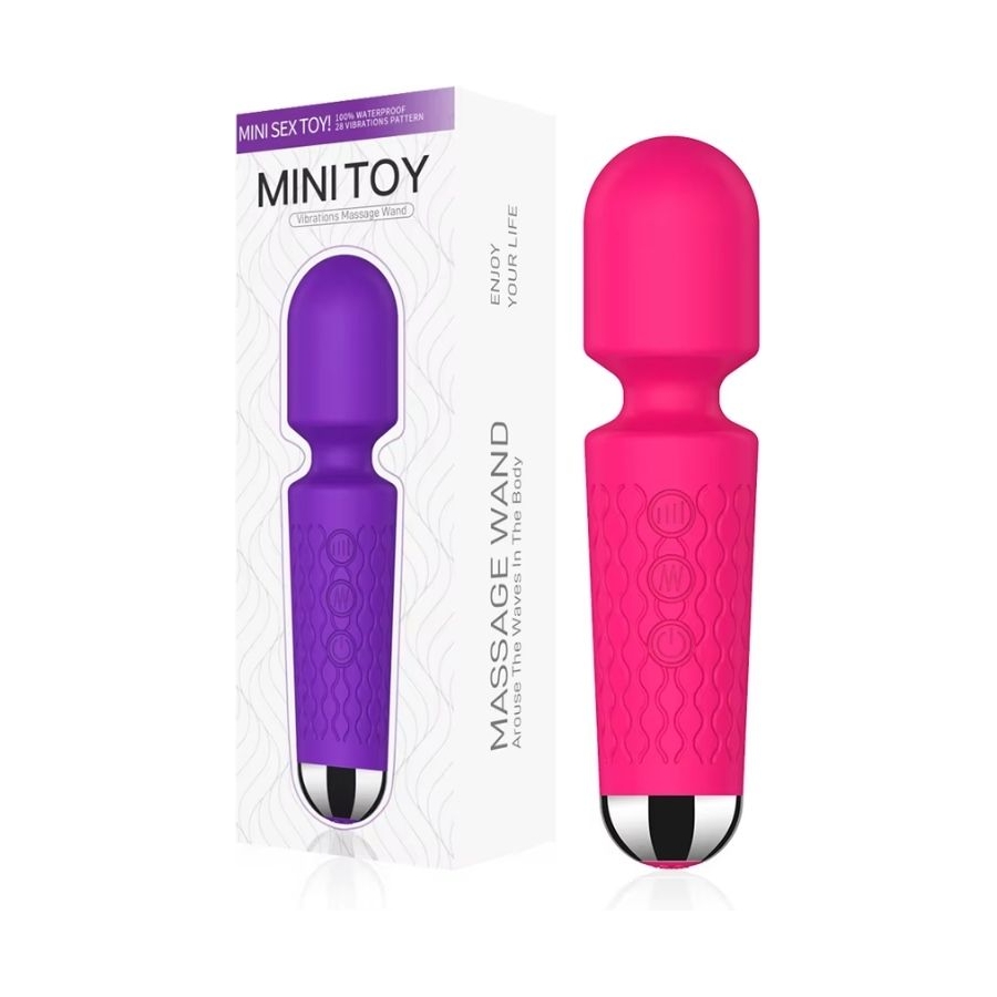 Mini toy wand massager şarjlı vibratör - pembe güçlü: 8 güçlü hiz ve 20 ti̇treşi̇m modu 13cm...