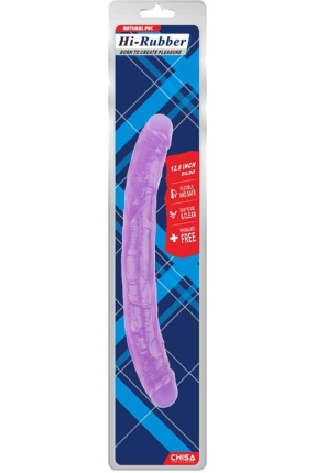 Hi-Rubber Şeffaf Jel Çift Taraflı Dildo - 32.5cm Mor