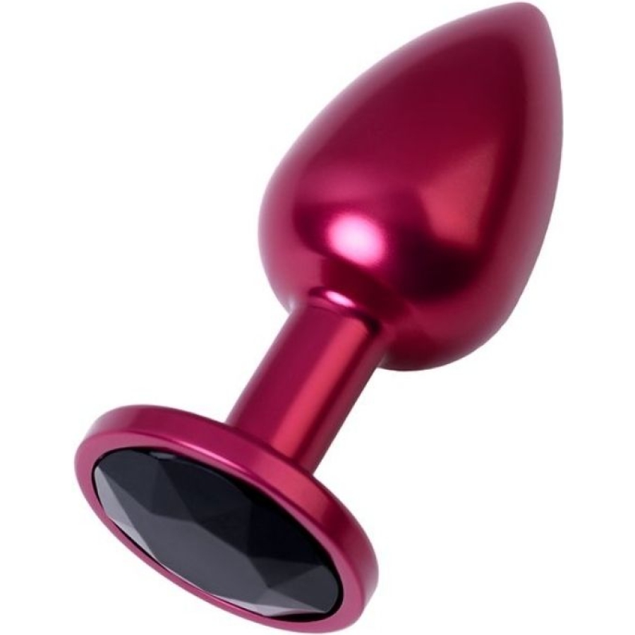 Metal anal tıkaç, metal, kırmızı, siyah kristalli, 7,2 cm, ø2,8 cm, 50 g