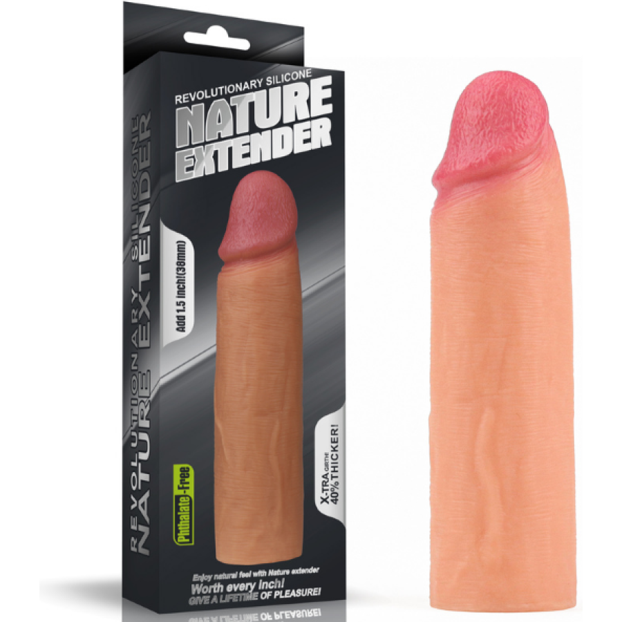 Add 1. 5 i̇nç revolutionary silicone nature extender penis kılıfı love toy devrim niteliğindeki silikon natural extender, hem iç hem dış bölgede gerçekçi ve otantik hisler yaratmak için tasarlanmıştır. Çok yüksek kalite platin silikon karışımından üretilmiş olup, gerçek penis şaftı gibi son derece konforludur. 1. 5 inç ekstra uzunluk ve %40 ekstra kalınlık sunan bu extender, işinizi mükemmel şekilde görür. Doğal...