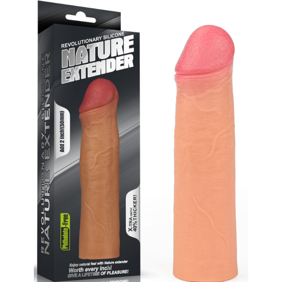 Add 2" revolutionary silicone nature extender love toy devrim niteliğindeki silikon natural extender, hem dıştan hem içten gerçekçi bir his yaratır. Çok yüksek kalitede platinum silikon karışımından üretilmiştir ve gerçek şaft gibi rahat hissettirir. Boyu 1,5 inç (yaklaşık 3,8 cm) artırırken, çapı %40 genişletir. İşinizi mükemmel şekilde yapar. Şaftınızın üzerinde doğal bir penis uzatıcı olarak kullanabileceğiniz...