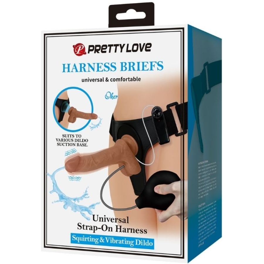 Fışkırtmalı titreşimli belden bağlamalı dildo vibratör