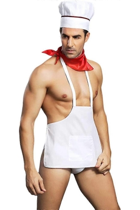 Beyaz Önlüklü Fantezi Aşçı Kostümü