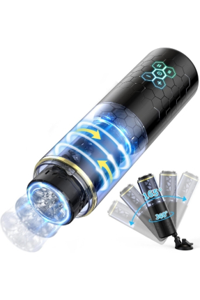 Kablosuz Elleri Serbest Bırakan Erkek Mastürbatörü – 10 Otomatik İleri Geri ve Dönen Mod, Ayarlanabilir Vantuz Taban, 3D Dokulu İç Kılıf