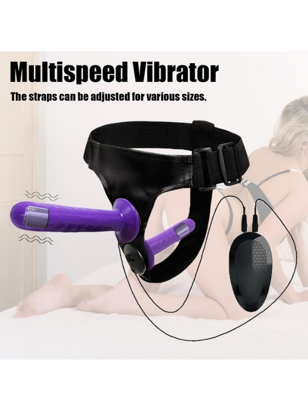 Double Dong Titreşimli Belden Bağlamalı Çift Taraflı Dildo Vibratör