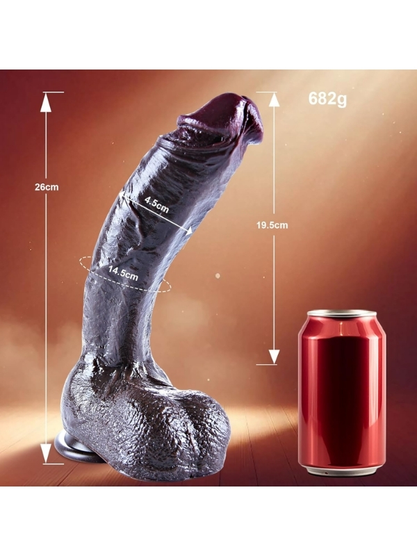 26 cm Black Giant XXL Realistic Silicone Dildo – Strong Vacuum Base, Thick and Flexible Design